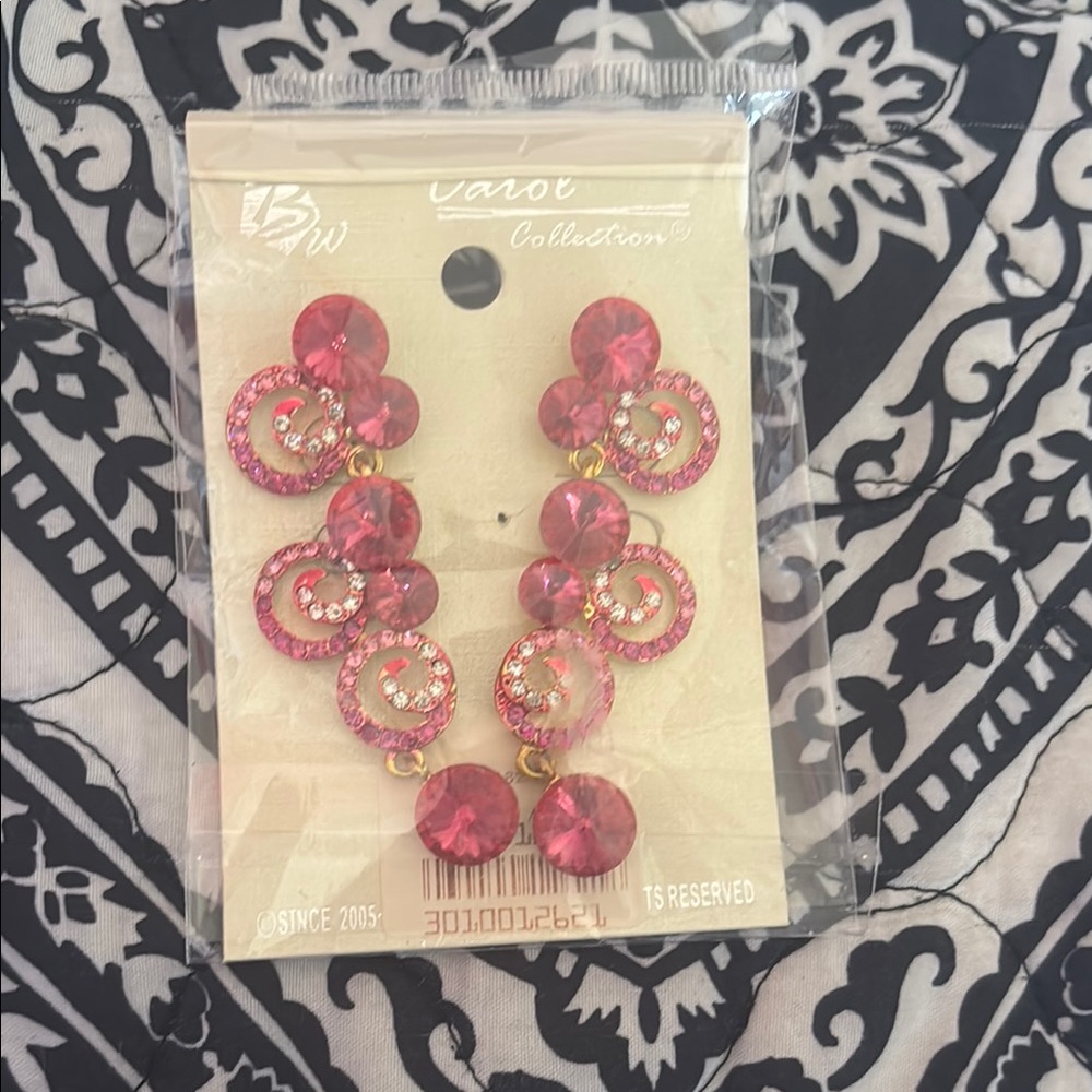 Pink and Red Crystal Earrings
